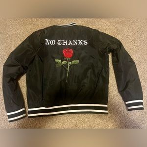 Forever 21 Bomber Crop Jacket Black PolySatin and PolyCotton